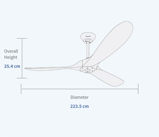 60 Modern Ceiling Fan for Sloped Ceiling up to 15° Downrod Specifications